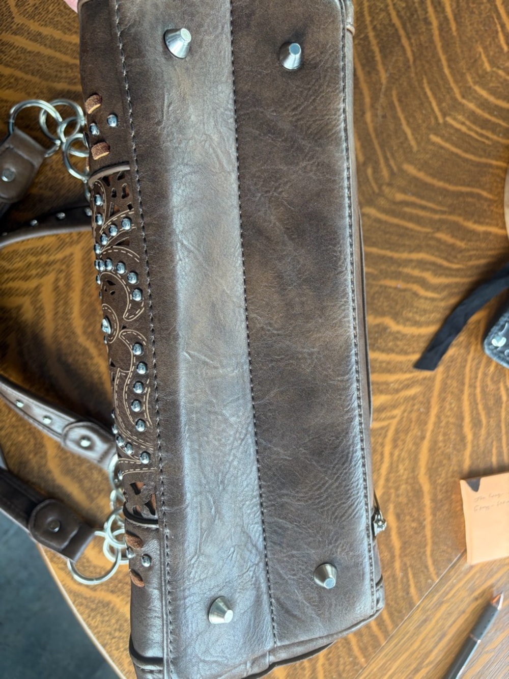 Montana West Brown Embellished Women's Shoulder Bag w/concealed compartment - Picture 16 of 16